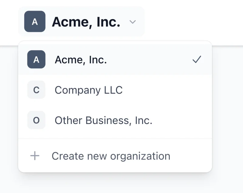 Organization switcher