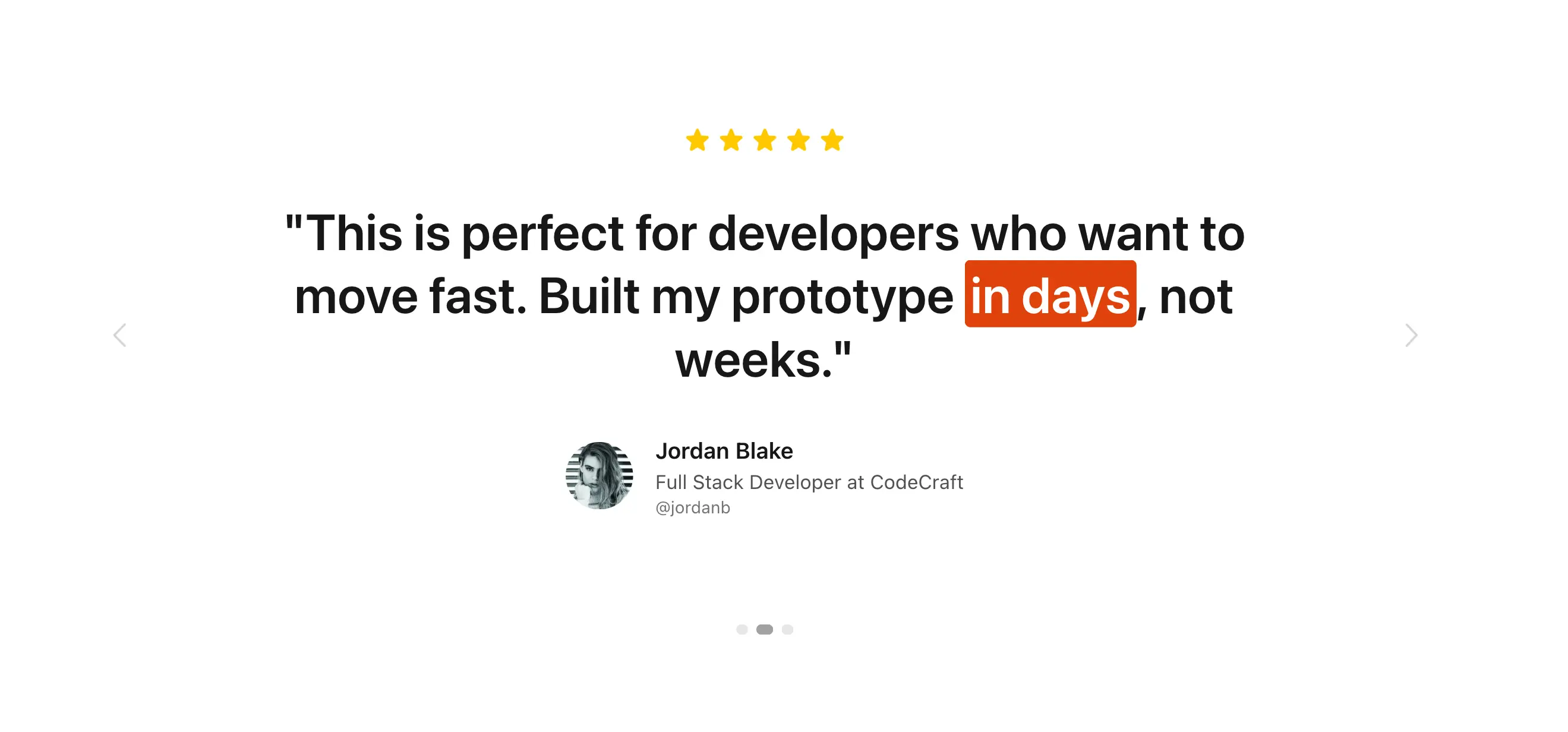 RailsFast UI - Testimonials component in carousel mode